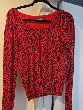 Living Dead Souls Red Leopard Print Sweater XL